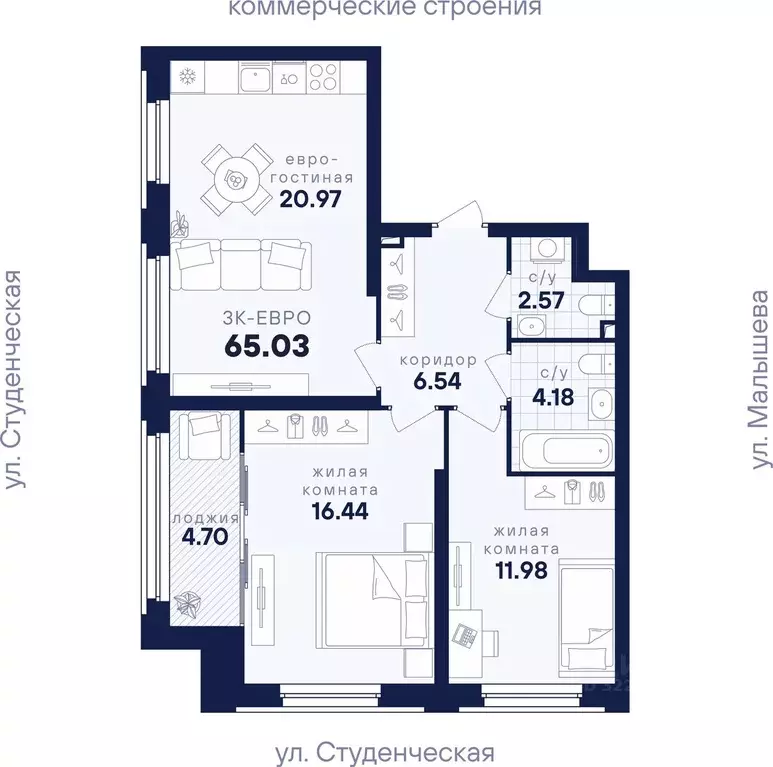 2-к кв. Свердловская область, Екатеринбург Втузгородок жилрайон, ... - Фото 0