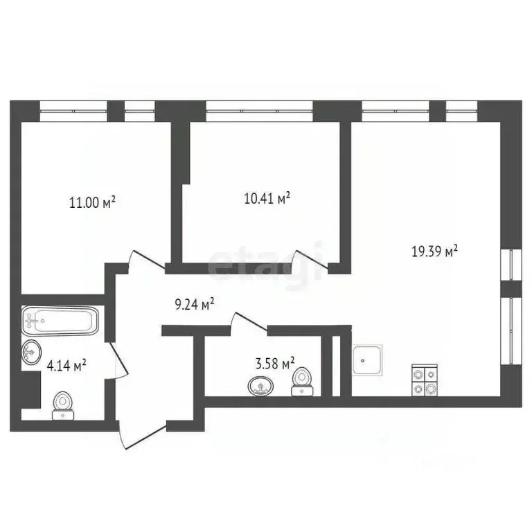 2-к кв. тюменская область, тюмень ул. тимофея чаркова, 87 (57.8 м) - Фото 1