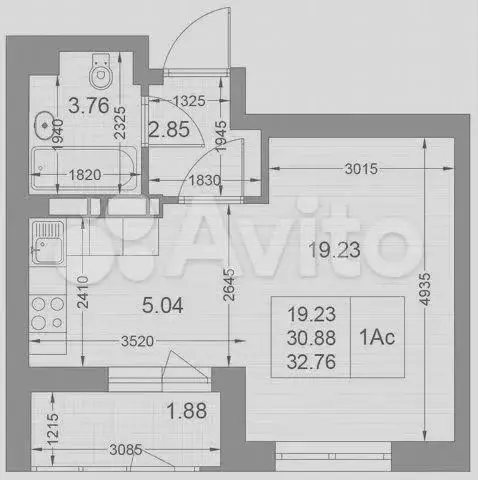 Квартира-студия, 32,8м, 8/10эт. - Фото 0