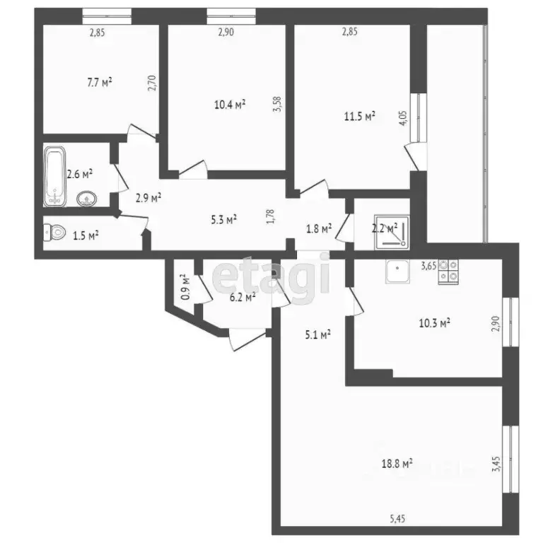 4-к кв. Ростовская область, Таганрог Большой просп., 46 (60.4 м) - Фото 2