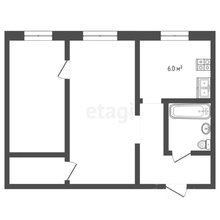 2-к кв. Челябинская область, Троицк ул. Имени Н.К. Крупской, 12 (41.6 ... - Фото 2