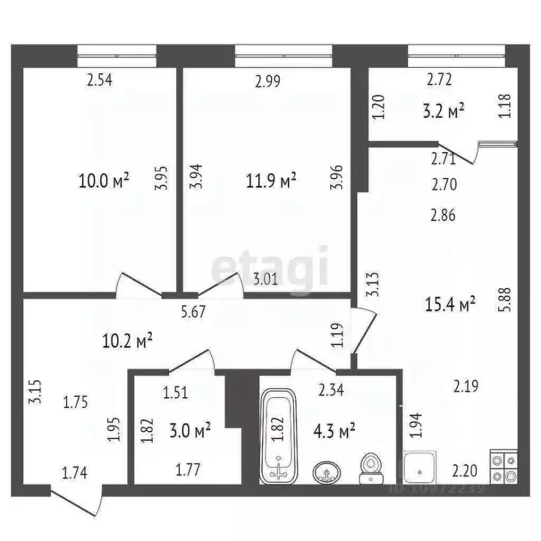 2-к кв. Башкортостан, Стерлитамак ул. Машиностроителей, 77 (42.0 м) - Фото 2