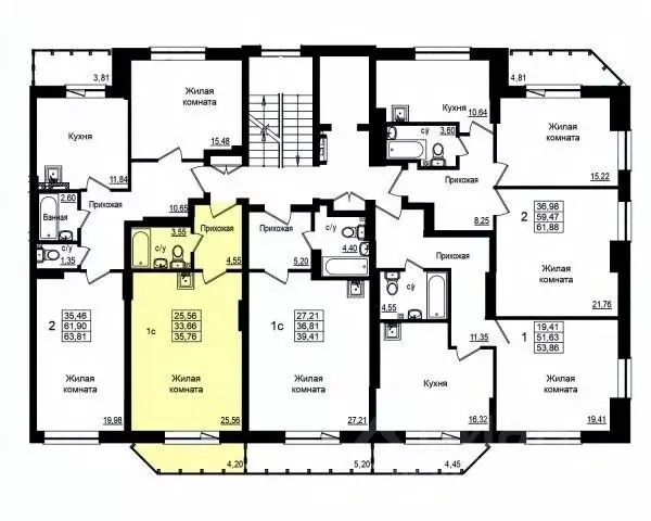 Студия Новосибирская область, Новосибирск Вилюйская ул., 6 (33.4 м) - Фото 2
