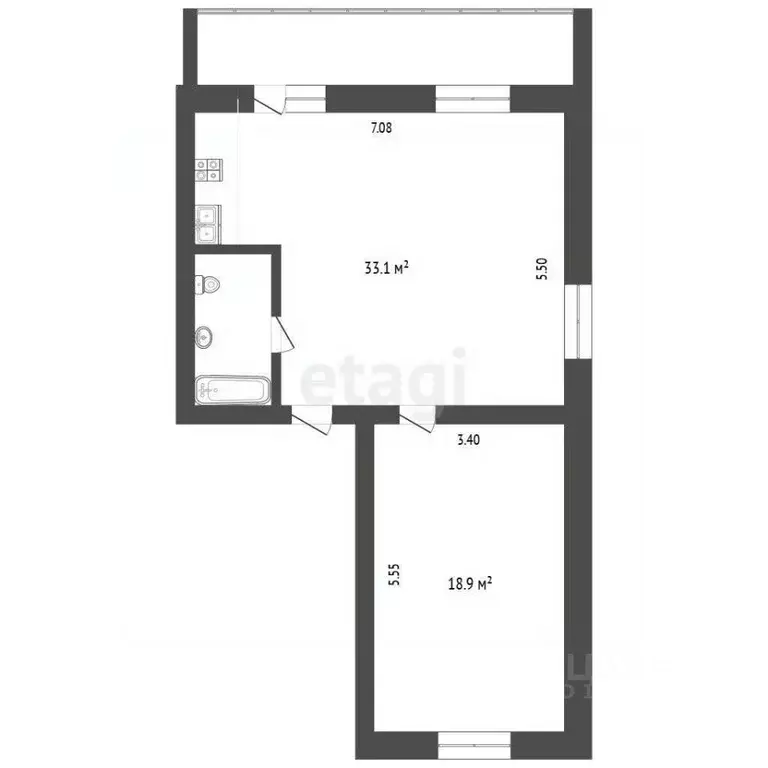 2-к кв. Томская область, Томск ул. Любы Шевцовой, 5 (57.3 м) - Фото 2