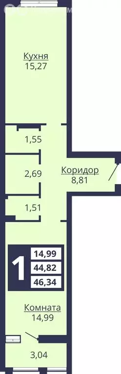 1-комнатная квартира: Екатеринбург, Коуровская улица, 13/3 (45.9 м) - Фото 0