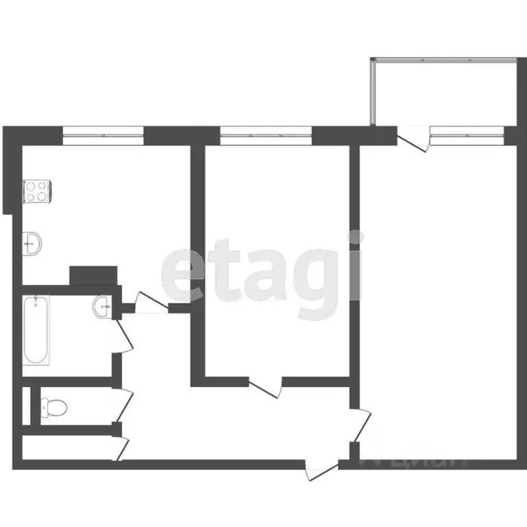 2-к кв. Томская область, Томск ул. Салтыкова-Щедрина, 48 (54.4 м) - Фото 2
