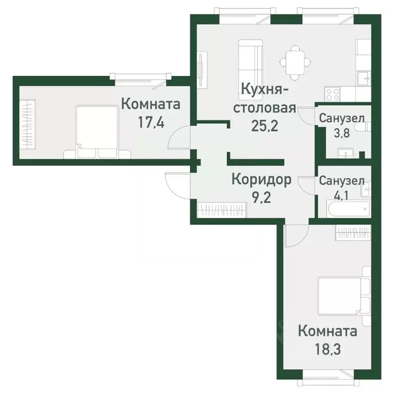 2-к кв. Челябинская область, Челябинский городской округ, пос. ... - Фото 0