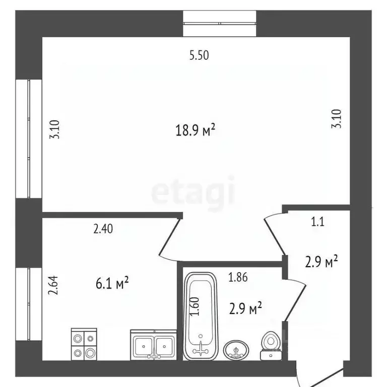 1-к кв. Пермский край, Пермь ул. Баумана, 33 (31.7 м) - Фото 1