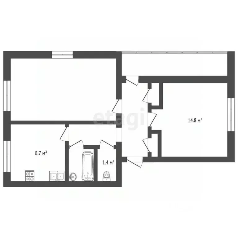 2-к кв. Крым, Евпатория городской округ, Мирный пгт ул. Сырникова, 18А ... - Фото 2