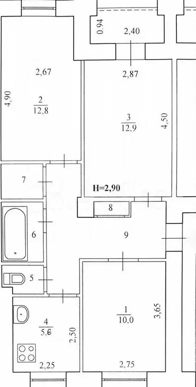 3-к. квартира, 56 м, 3/5 эт. - Фото 0