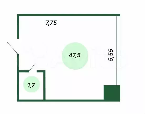 Офис, 49.2 м - Фото 1