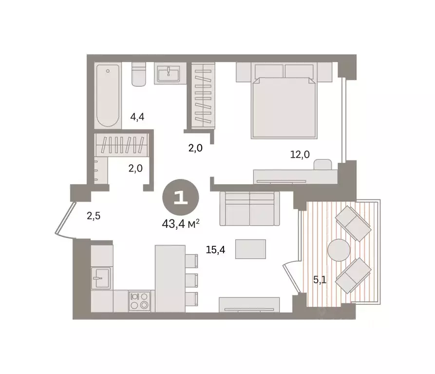 1-к кв. Москва Дубининская ул., вл59к2 (43.4 м) - Фото 1