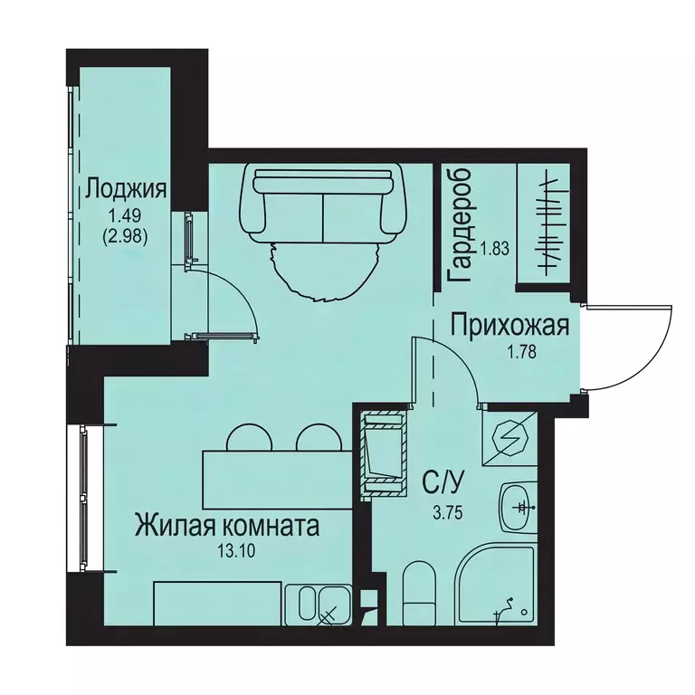 квартира-студия, 21.95 м - Фото 0