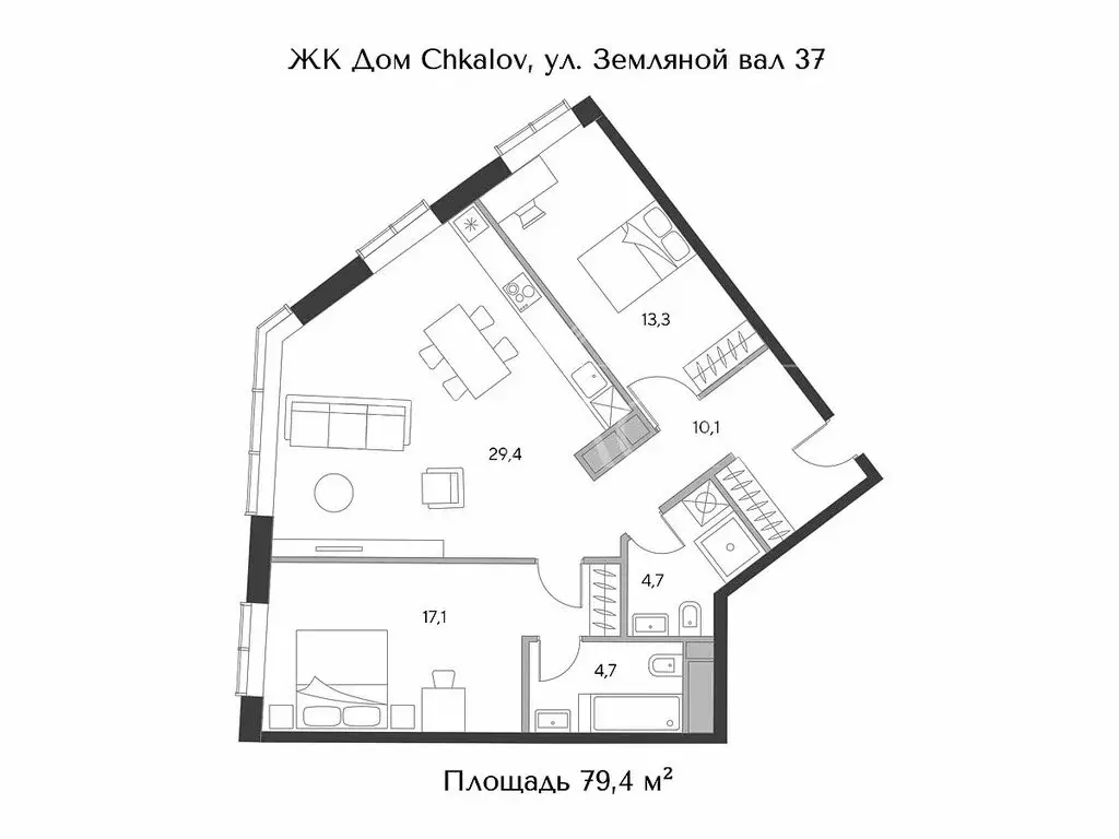 2-комнатная квартира: Москва, площадь Курского Вокзала, 1 (79.4 м) - Фото 0