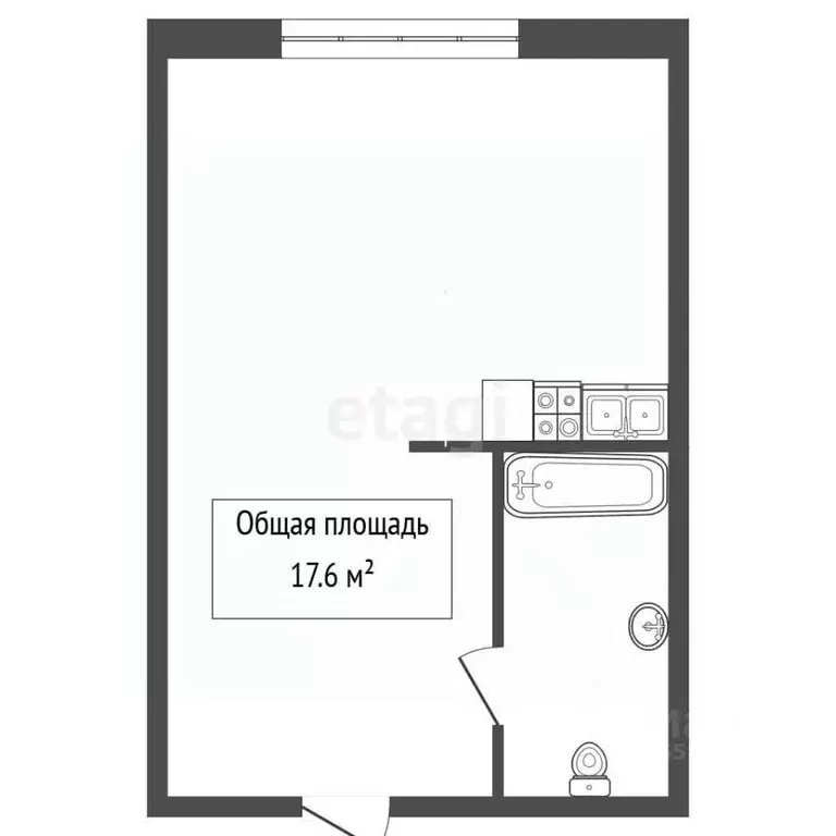 Студия Кемеровская область, Новокузнецк ул. Климасенко, 1/2 (17.6 м) - Фото 2