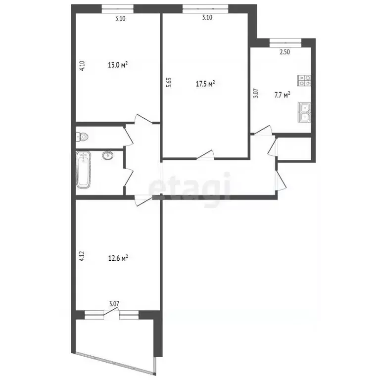 3-к кв. Челябинская область, Челябинск Университетская Набережная ул., ... - Фото 1