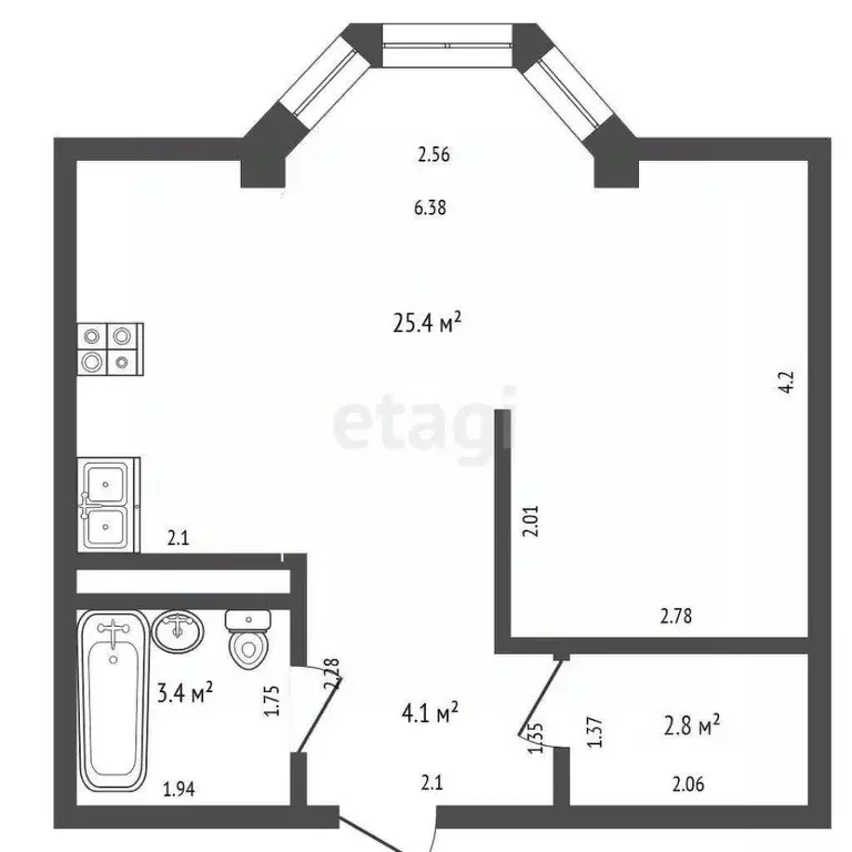 Студия Крым, Сакский район, с. Штормовое ул. 60 лет Октября (35.7 м) - Фото 2
