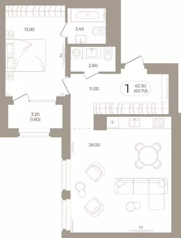 1-к кв. Башкортостан, Стерлитамак ул. Мира, 70 (60.7 м) - Фото 1