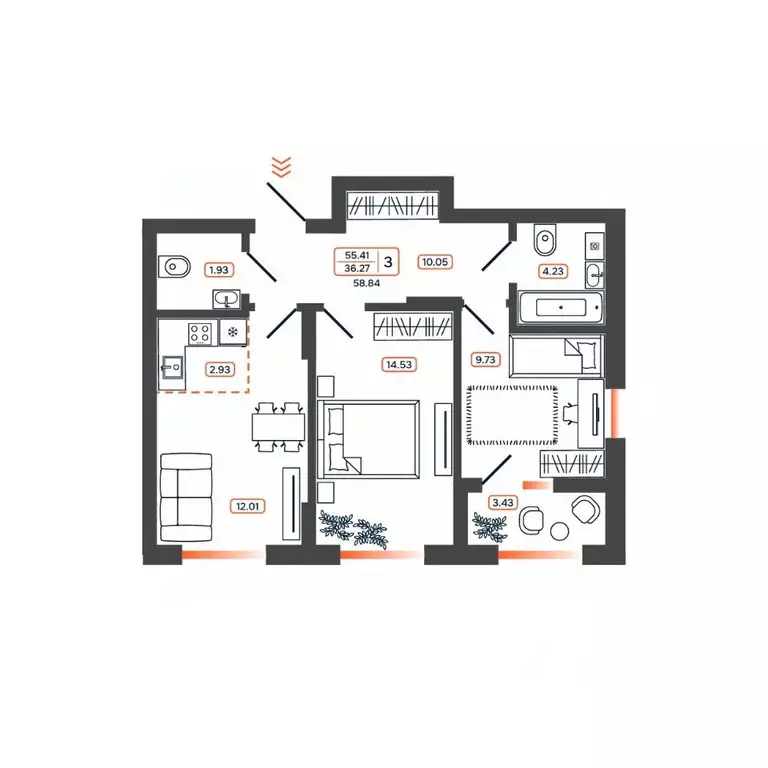 3-к кв. Ростовская область, Батайск ул. Дружная, 10 (58.84 м) - Фото 1