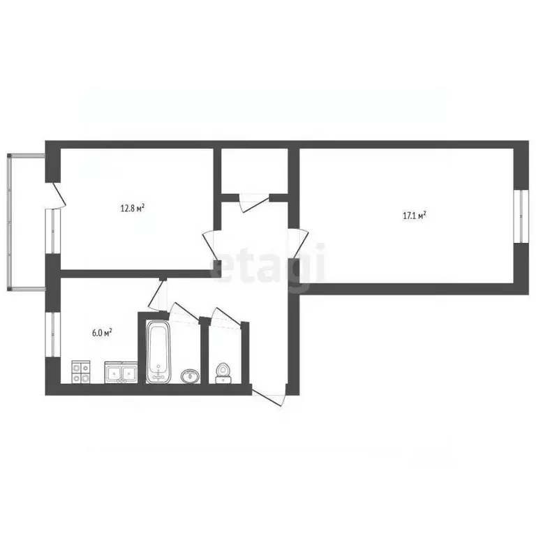 2-к кв. Пермский край, Губахинский муниципальный округ, Углеуральский ... - Фото 2