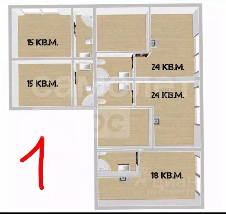 Студия Севастополь ул. Хрусталева, 80 (18.0 м) - Фото 2