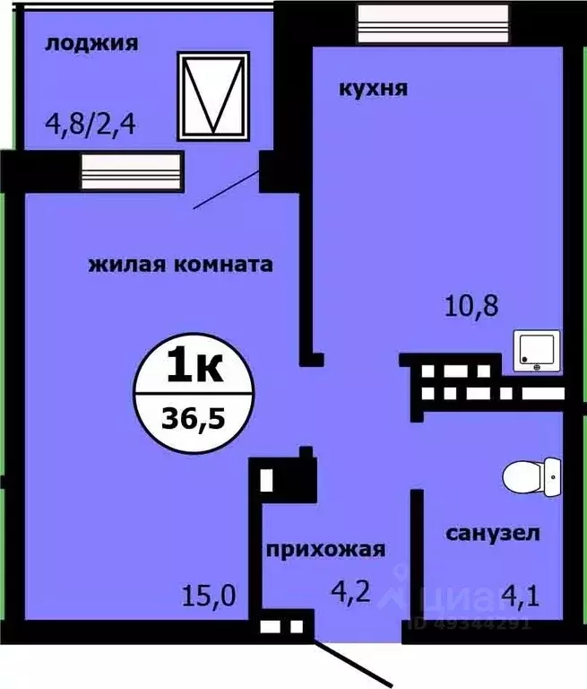 1-к кв. Красноярский край, Красноярск ул. Лесников, 55 (35.5 м) - Фото 0