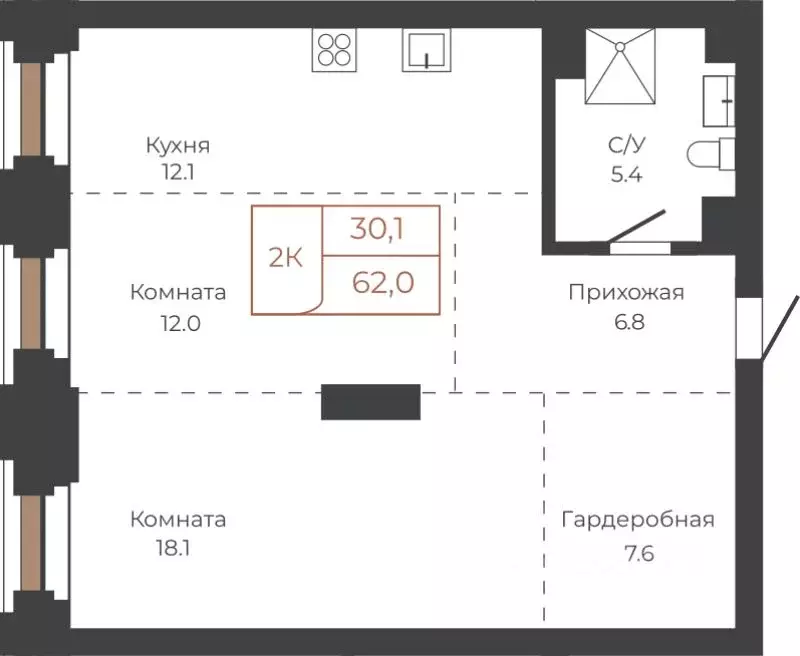 2-к кв. Алтайский край, Барнаул пл. Баварина, 8к2 (62.0 м) - Фото 0