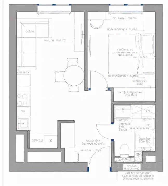 Студия Москва ул. Архитектора Щусева, 4к1 (37.5 м) - Фото 2