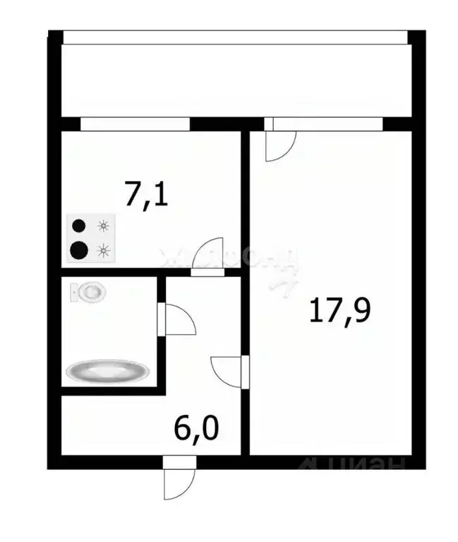 1-к кв. Новосибирская область, Новосибирск ул. Петухова, 156 (34.5 м) - Фото 0