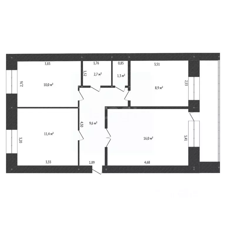 3-к кв. Башкортостан, Уфа ул. Ленина, 150/2 (59.9 м) - Фото 2