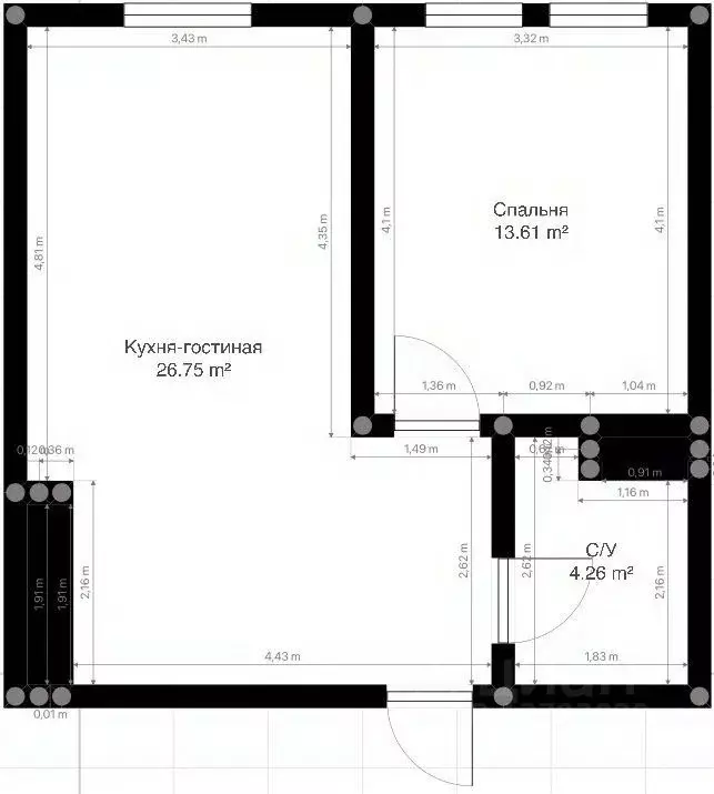 1-к кв. Кабардино-Балкария, Нальчик ул. Героя России Т.М. Тамазова, ... - Фото 2