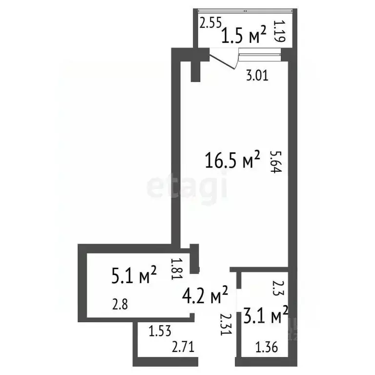 1-к кв. Воронежская область, Воронеж ул. Хользунова, 99Б (30.2 м) - Фото 2