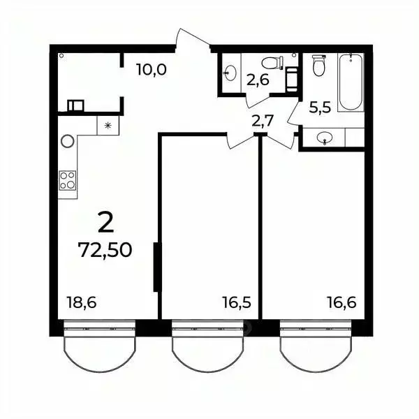 2-к кв. Нижегородская область, Нижний Новгород ул. Воровского, 8 (72.5 ... - Фото 1
