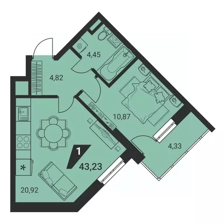 1-к кв. Свердловская область, Екатеринбург ул. Громова, 26 (43.23 м) - Фото 0