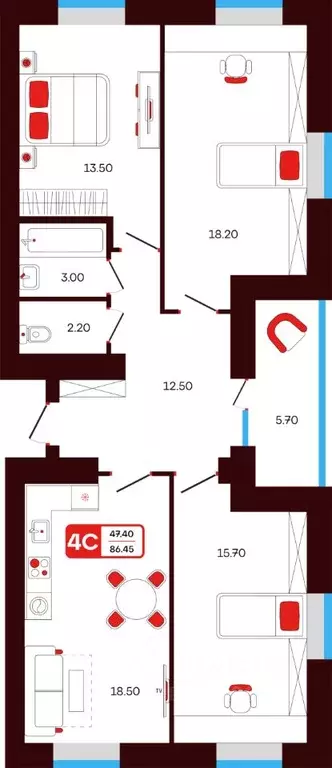 4-к кв. Башкортостан, Туймазы пер. Луначарского, 5 (86.45 м) - Фото 1