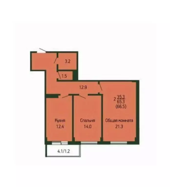 2-к кв. Краснодарский край, Краснодар ул. Героя Хабибуллина, 7 (65.0 ... - Фото 2