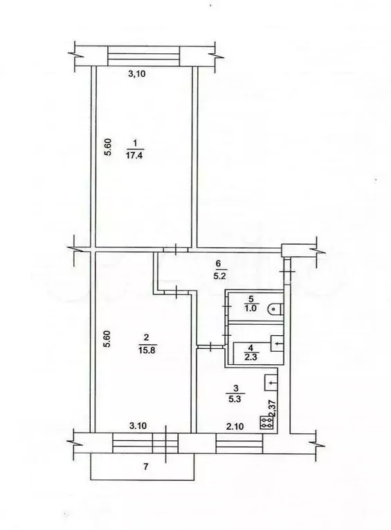 2-к. квартира, 47,9 м, 4/5 эт. - Фото 0