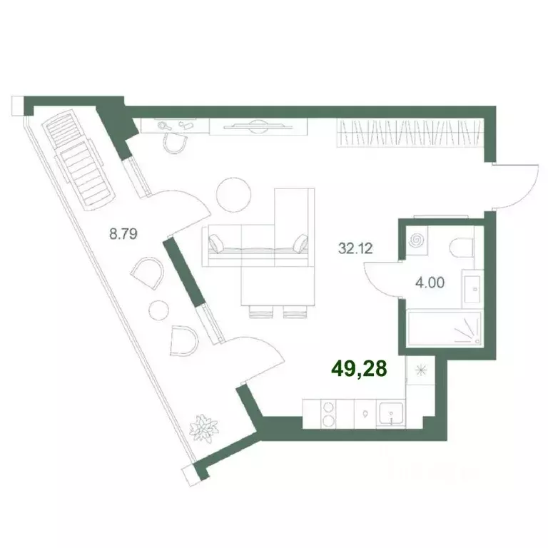 Студия Крым, Ялта ул. Войкова, 39 (49.28 м) - Фото 2