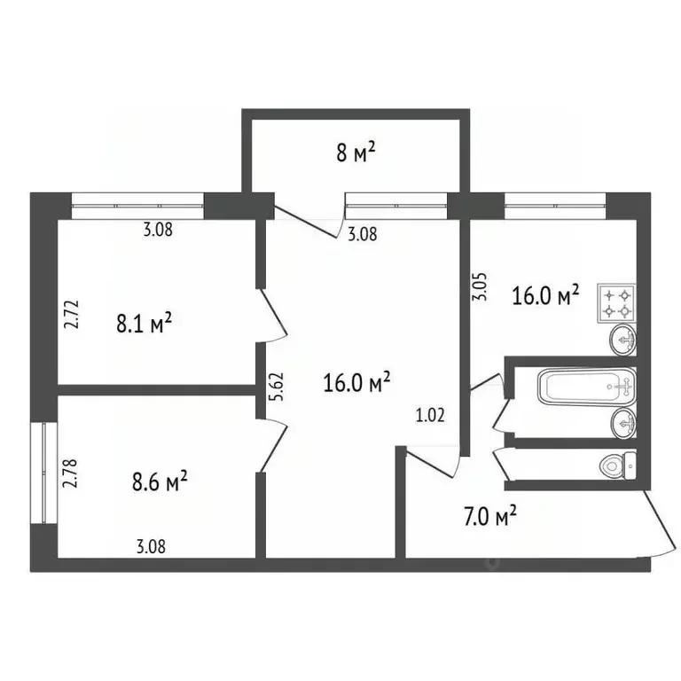 3-к кв. Воронежская область, Воронеж Новосибирская ул., 39 (47.1 м) - Фото 2