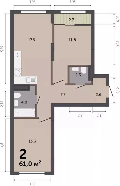 2-к кв. Свердловская область, Екатеринбург ул. Краснолесья, 10/5 (61.0 ... - Фото 0