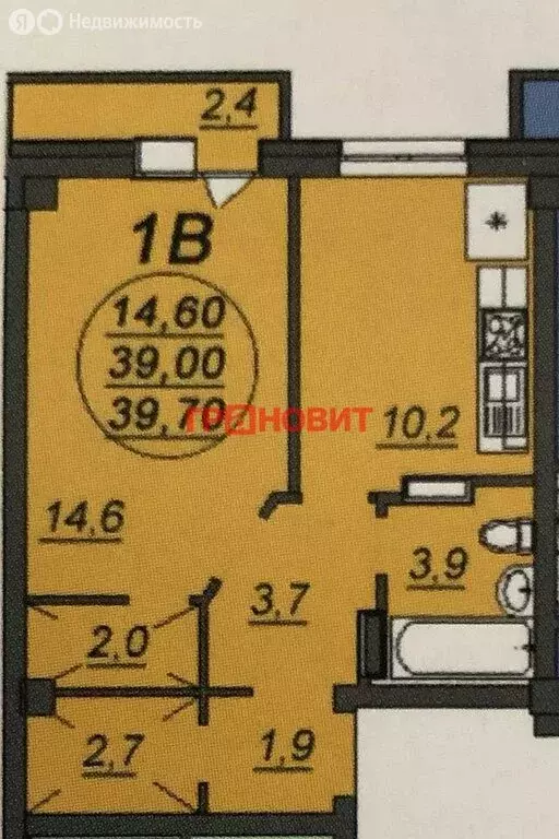 1-комнатная квартира: Новосибирск, улица Аэропорт, 1/1 (39 м) - Фото 0