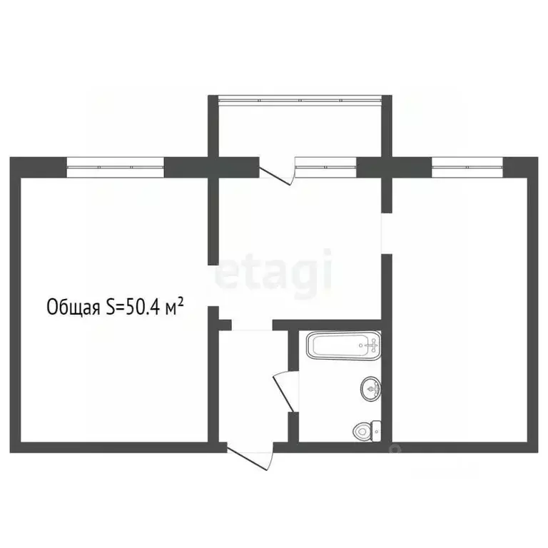 2-к кв. Кемеровская область, Прокопьевск ул. Обручева, 31 (50.4 м) - Фото 1