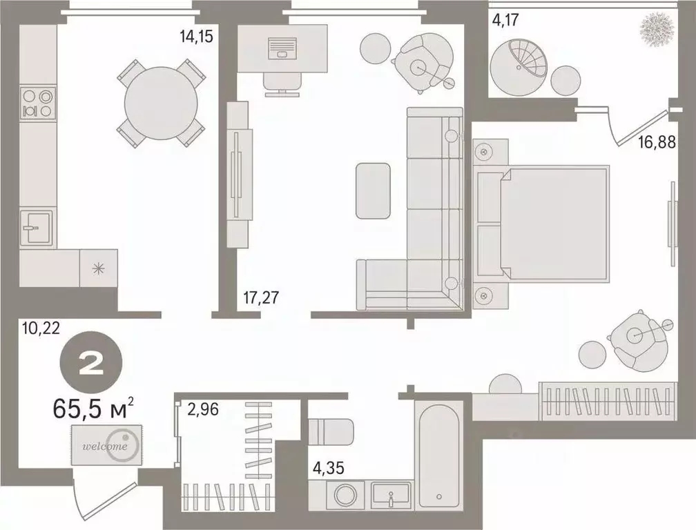 2-к кв. Свердловская область, Екатеринбург ул. Солнечная, 33А (65.5 м) - Фото 2