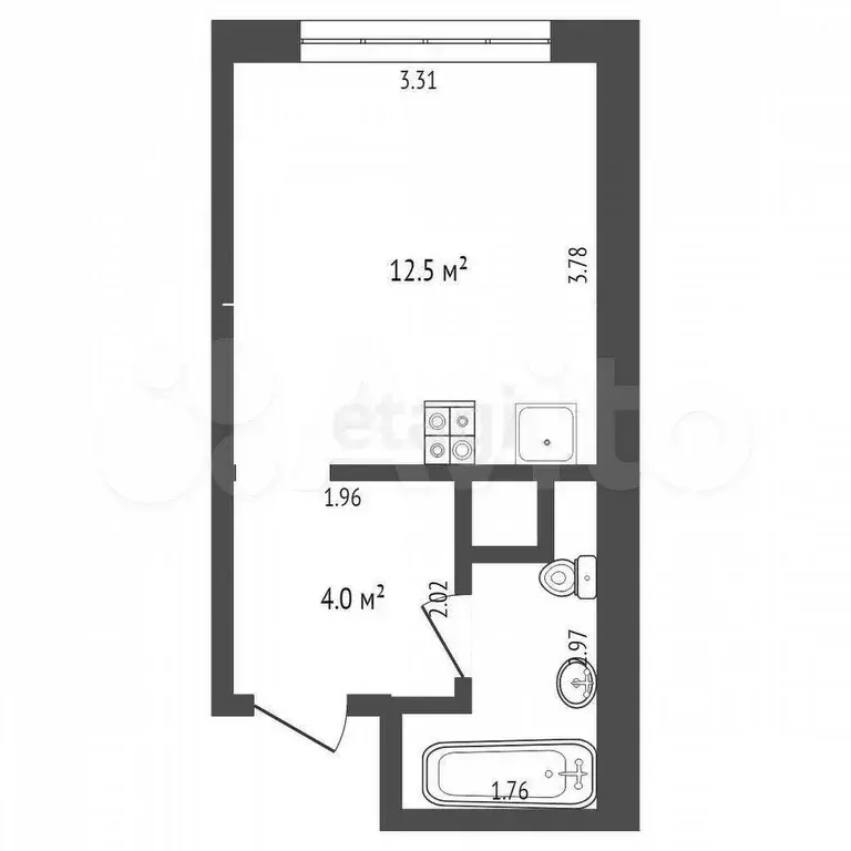 Квартира-студия, 19,9 м, 5/19 эт. - Фото 0
