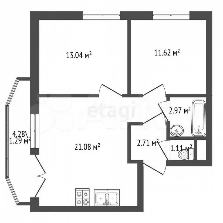 2-к. квартира, 54 м, 7/17 эт. - Фото 0