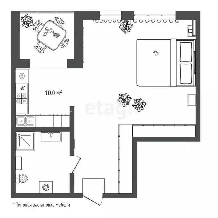 Студия Тюменская область, Тюмень ул. Пожарных и Спасателей, 5 (30.0 м) - Фото 2