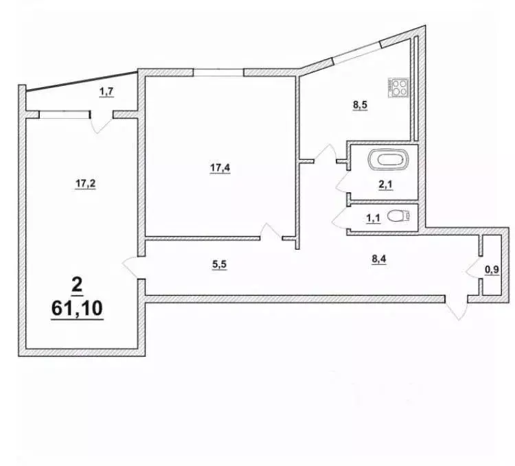 2-к кв. Калининградская область, Калининград Прибрежный мкр, ул. ... - Фото 2