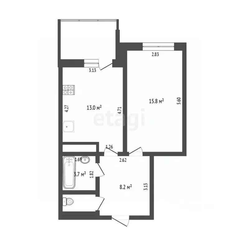 1-к кв. Тюменская область, Тюмень ул. Бориса Житкова, 10 (42.5 м) - Фото 2