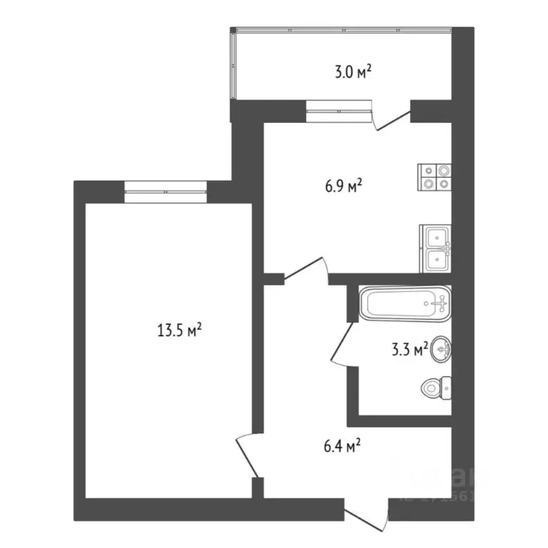1-к кв. Тюменская область, Тюмень ул. Максима Горького, 10к1 (30.4 м) - Фото 2