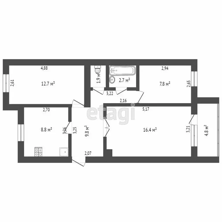 3-комнатная квартира: Ишим, улица Шаронова, 32 (60.2 м) - Фото 0